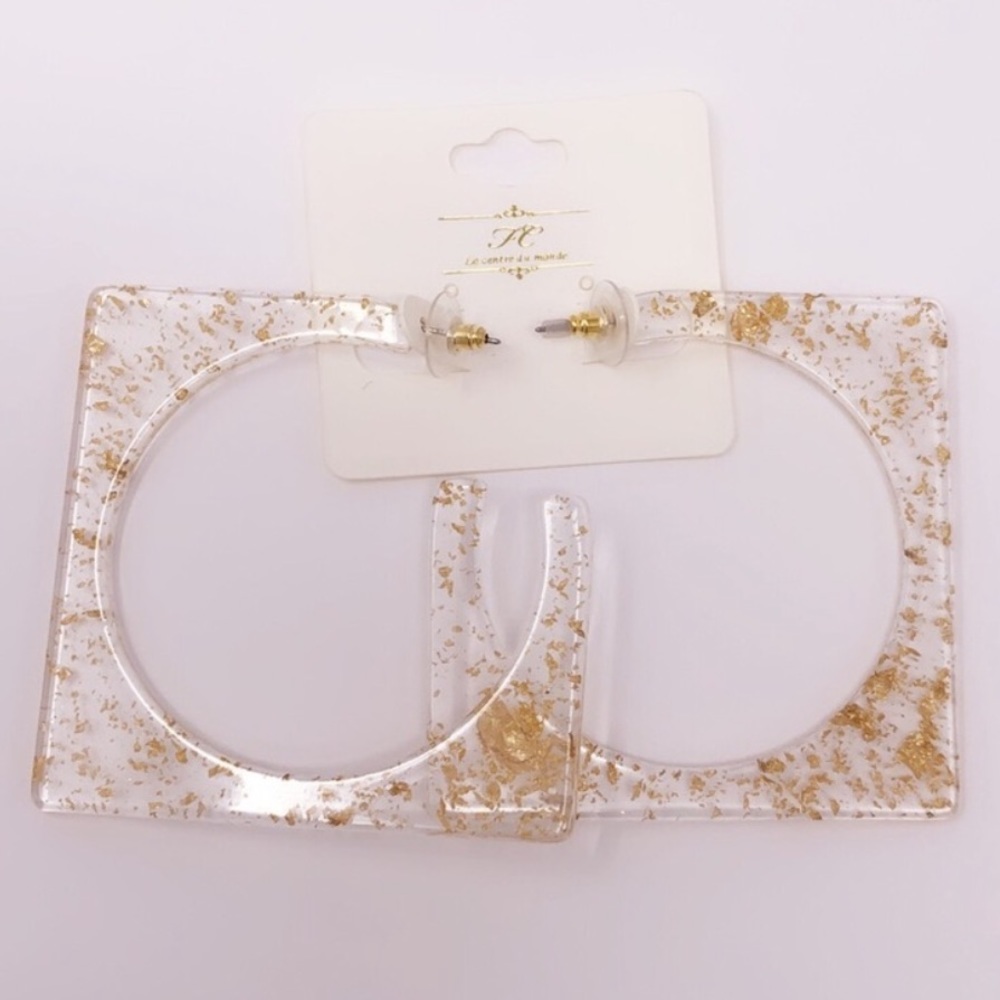 Rectangle Hoop Earrings - Picture 3 of 4
